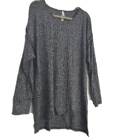 NWT NY COLLECTION SPRING ASYMETRICAL RAYON SWEATER PULLOVER TOP GRAY RIDGED 2X - Picture 3 of 5